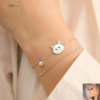 custom pet portrait silver double chain bracelet