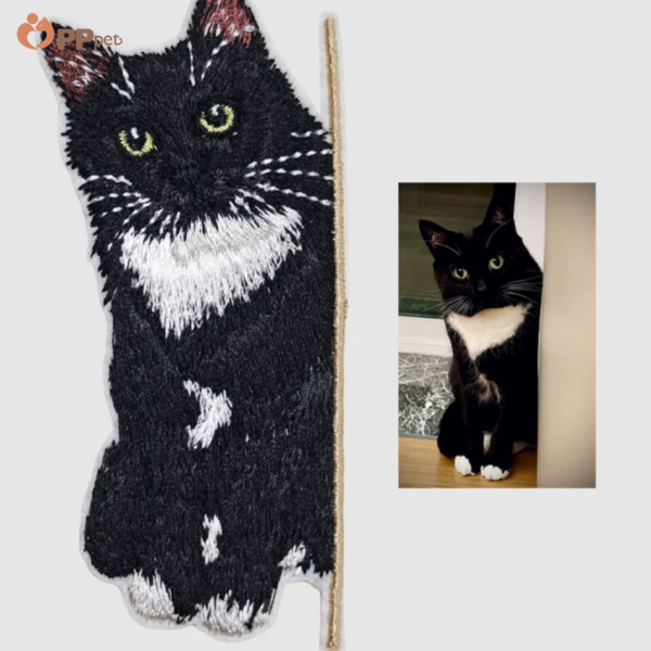 custom embroidered pet portrait keychain