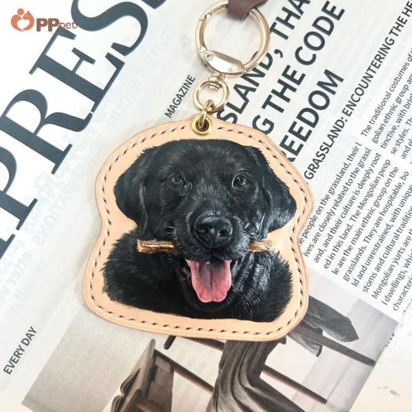 custom hand carved leather pet portrait tag