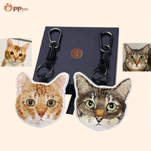 custom embroidered pet portrait keychain