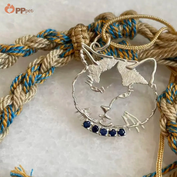 custom pet line art silver necklace