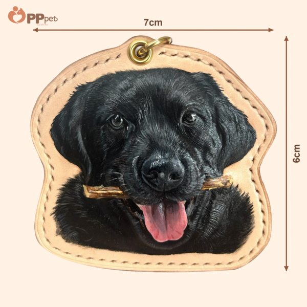 custom hand carved leather pet portrait tag