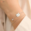 custom pet portrait silver double chain bracelet