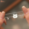 custom pet portrait silver double chain bracelet