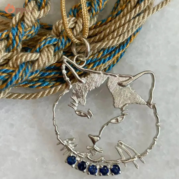 custom pet line art silver necklace