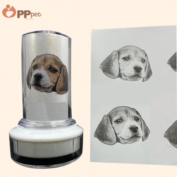 custom black & white pet portrait stamp