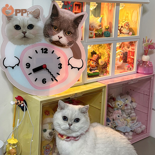 custom multi pet portrait clock