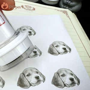 custom black & white pet portrait stamp