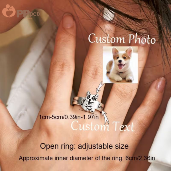 custom raised pet portrait adjustable ring
