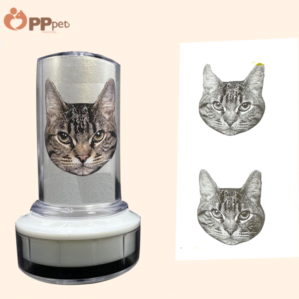 custom black & white pet portrait stamp