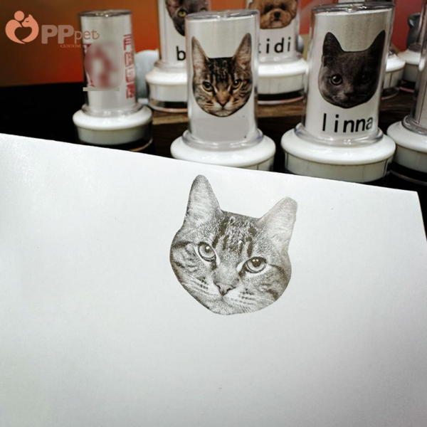 custom black & white pet portrait stamp