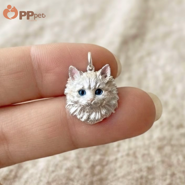 custom sterling silver pet portrait pendant